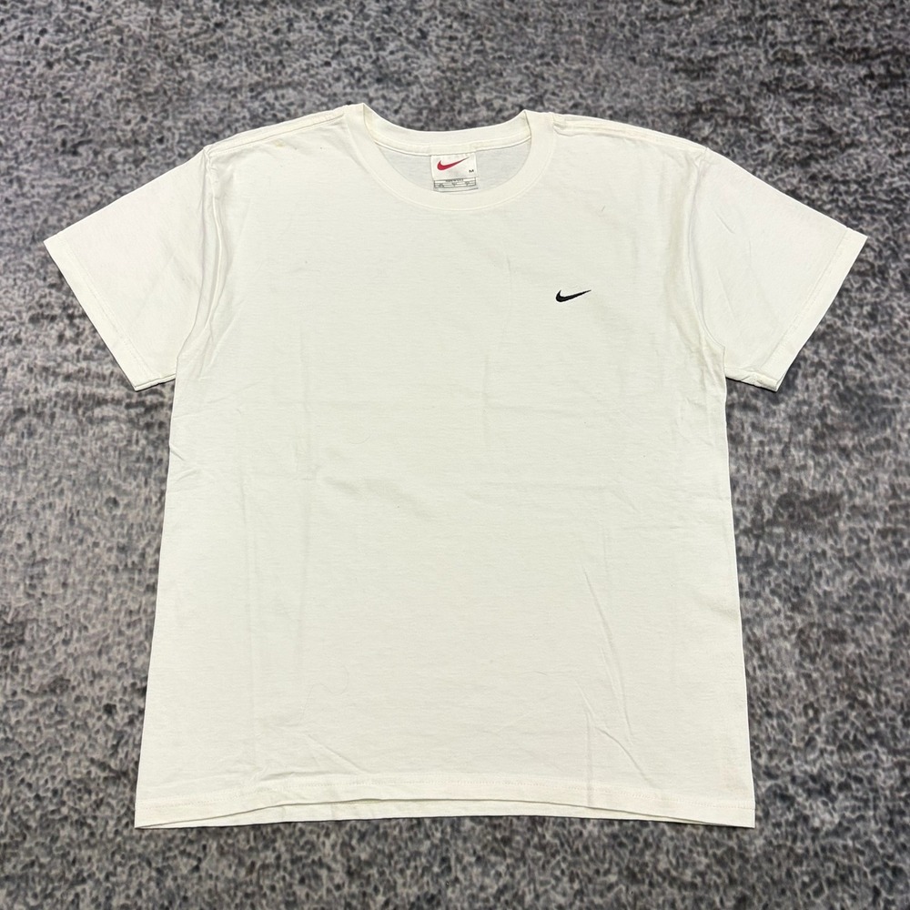 VTG Nike Mini Swoosh T Shirt Mens‎ Medium White Embroidered 90s Made In USA